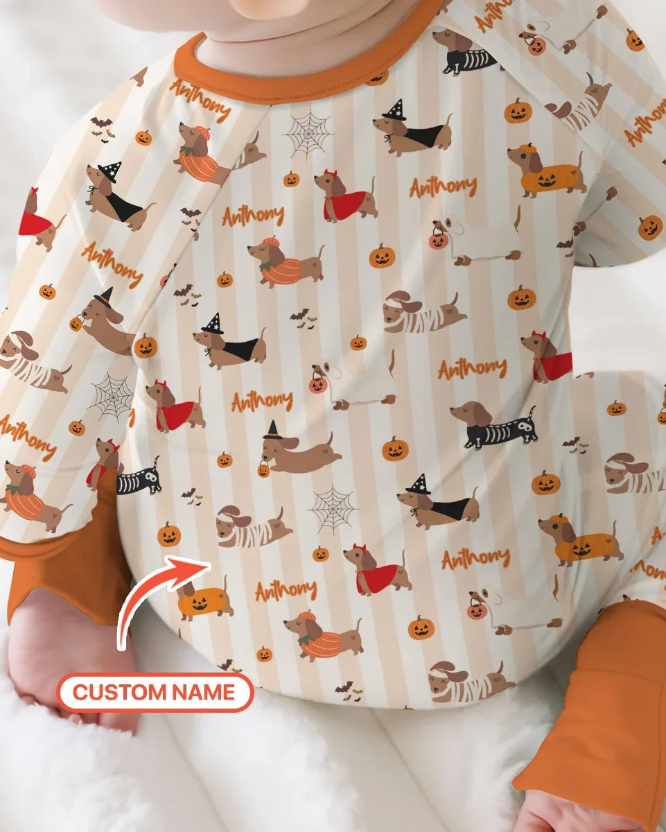 Custom Name Boo Crew Halloween Dachshund  Bamboo Convertible Zippy