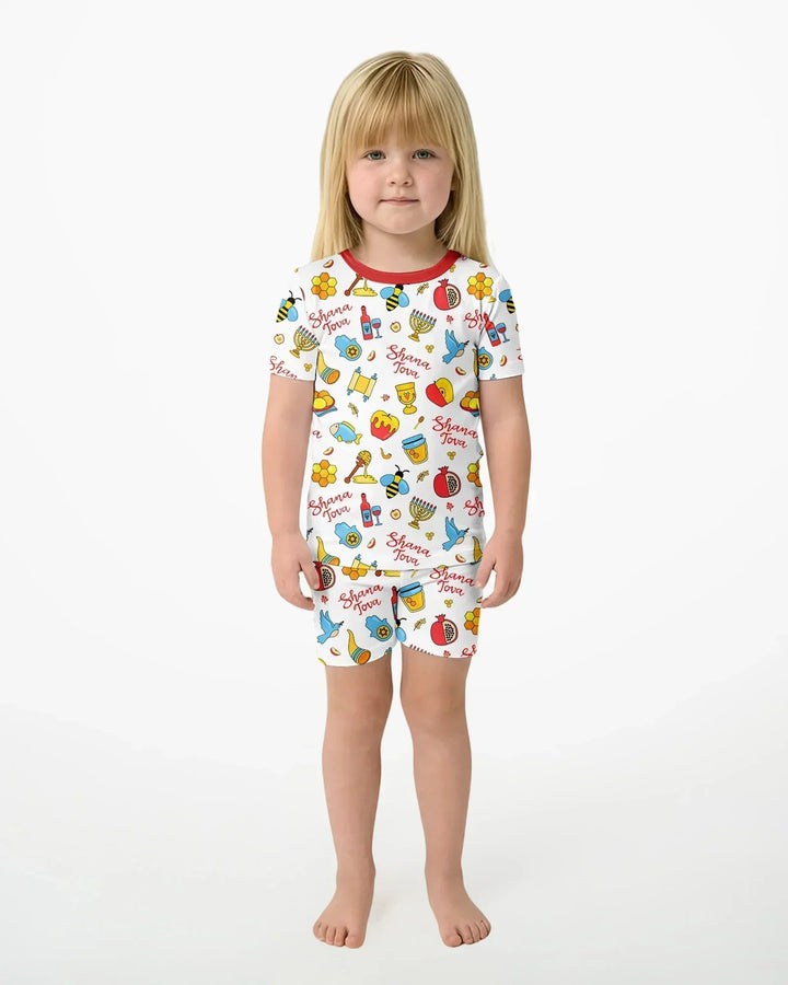 Template Zweiteiliges Pyjama-Set mit kurzen Ärmeln und Shorts