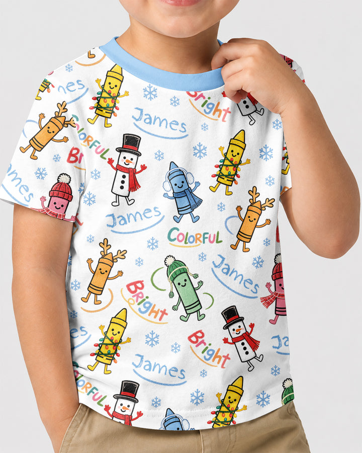 Custom Name Bright & Colorful Bamboo Crewneck T-Shirt