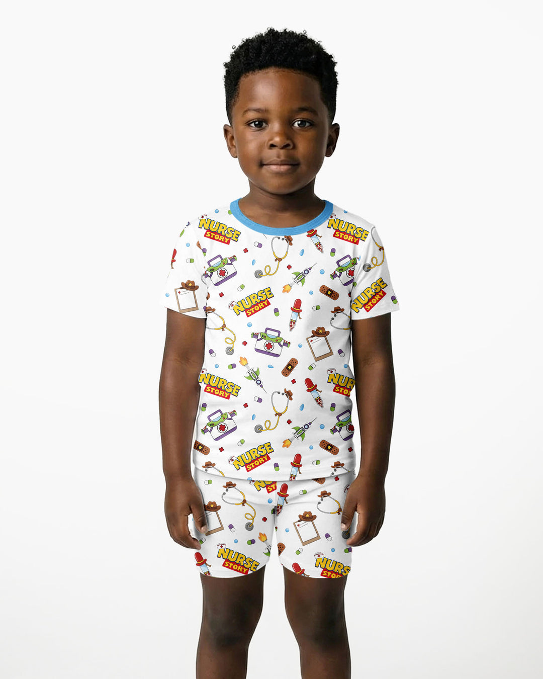 Template Zweiteiliges Pyjama-Set mit kurzen Ärmeln und Shorts