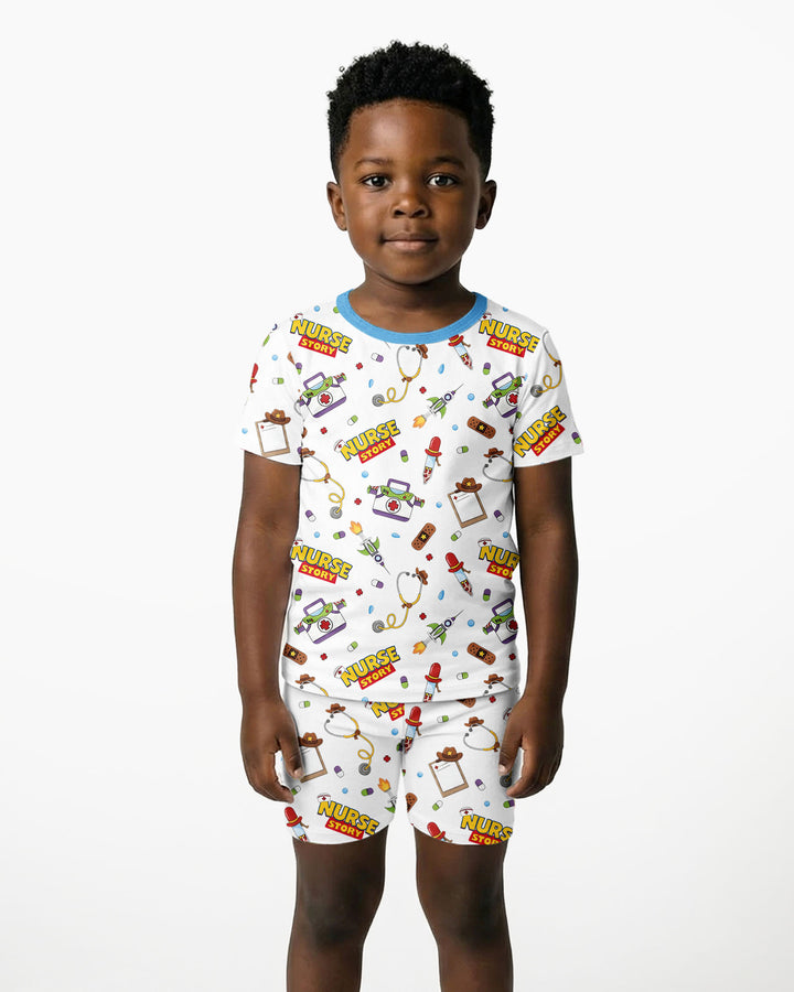 Template Zweiteiliges Pyjama-Set mit kurzen Ärmeln und Shorts