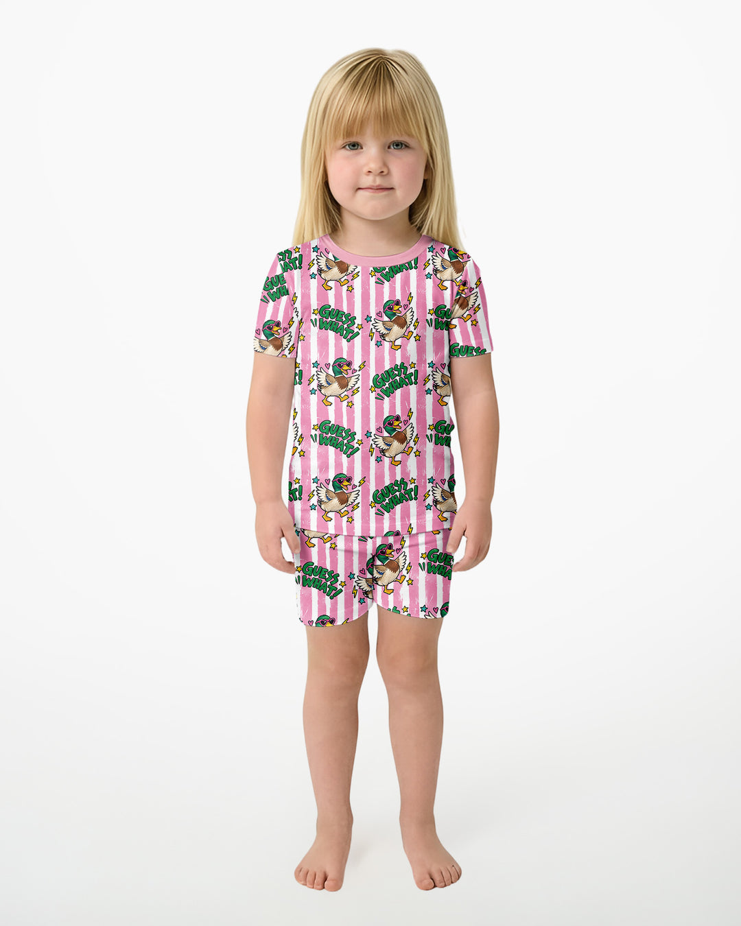 Guess What Mallard Butt Bamboo Two Piece Short Sleeve Shorts Pajama Set
