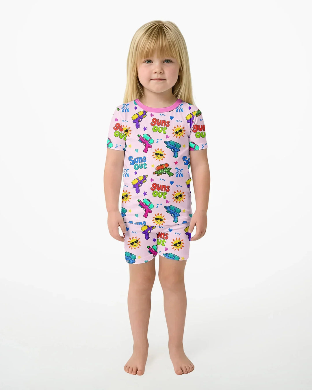 Schlafanzug-Set zweiteilig, kurze Ärmel, kurze Hose, Bambus