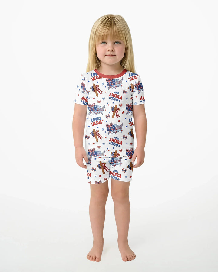 Schlafanzug-Set zweiteilig, kurze Ärmel, kurze Hose, Bambus