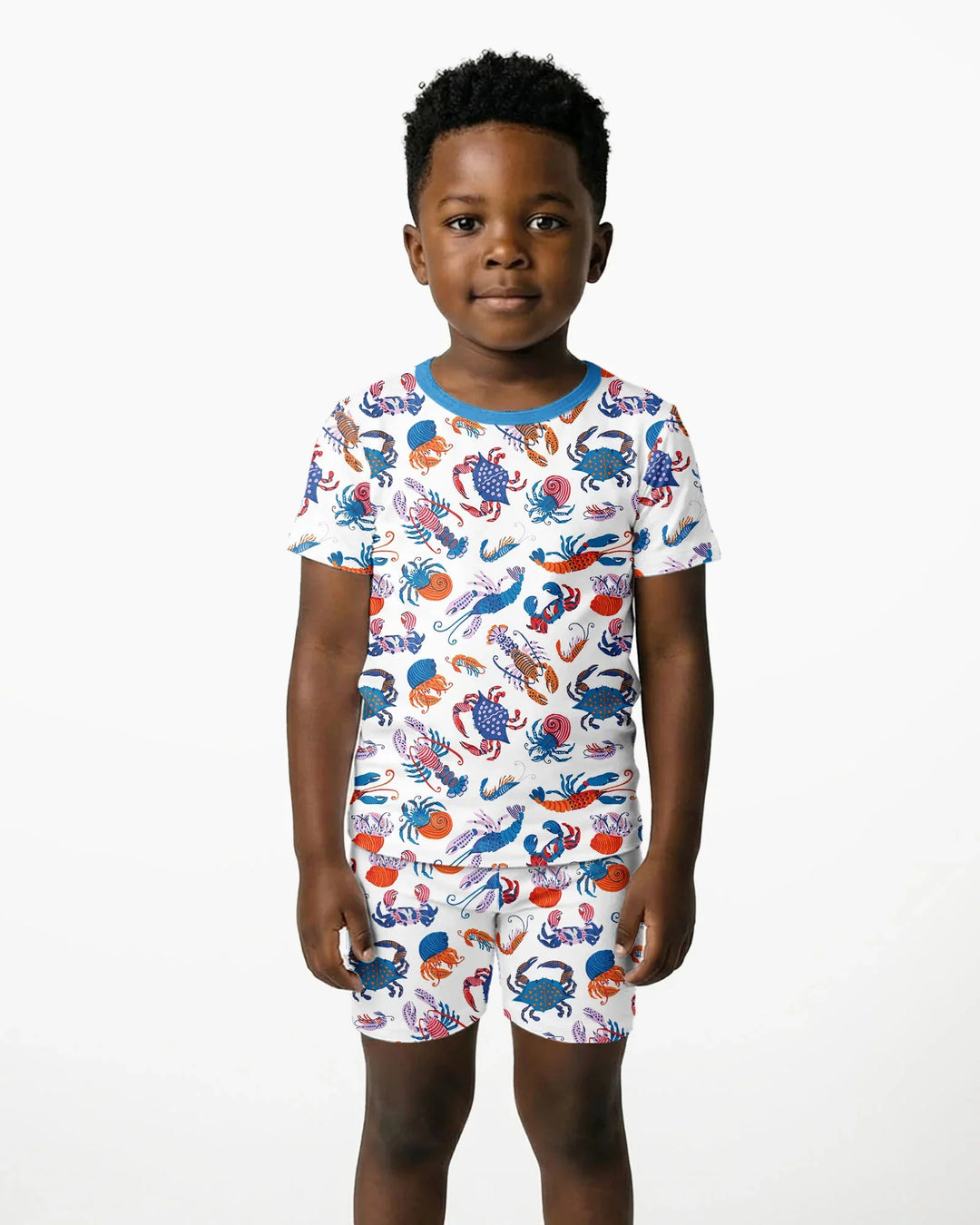 Crustacean Nation Family Matching Bamboo Two Piece Short Sleeve Shorts Pajama Set