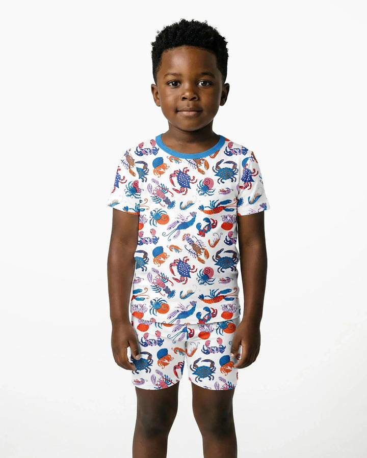 Crustacean Nation Family Matching Bamboo Two Piece Short Sleeve Shorts Pajama Set