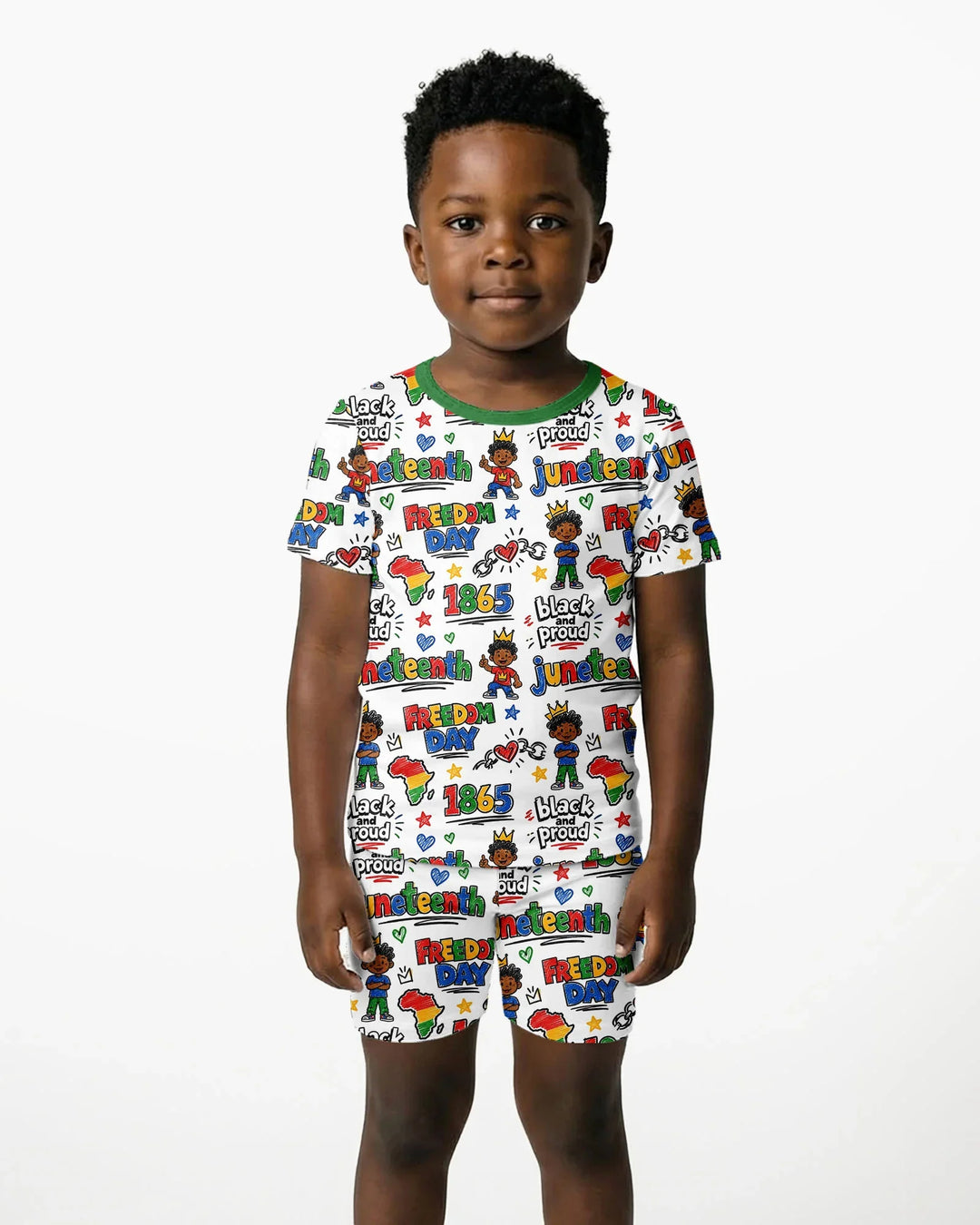 Template Zweiteiliges Pyjama-Set mit kurzen Ärmeln und Shorts