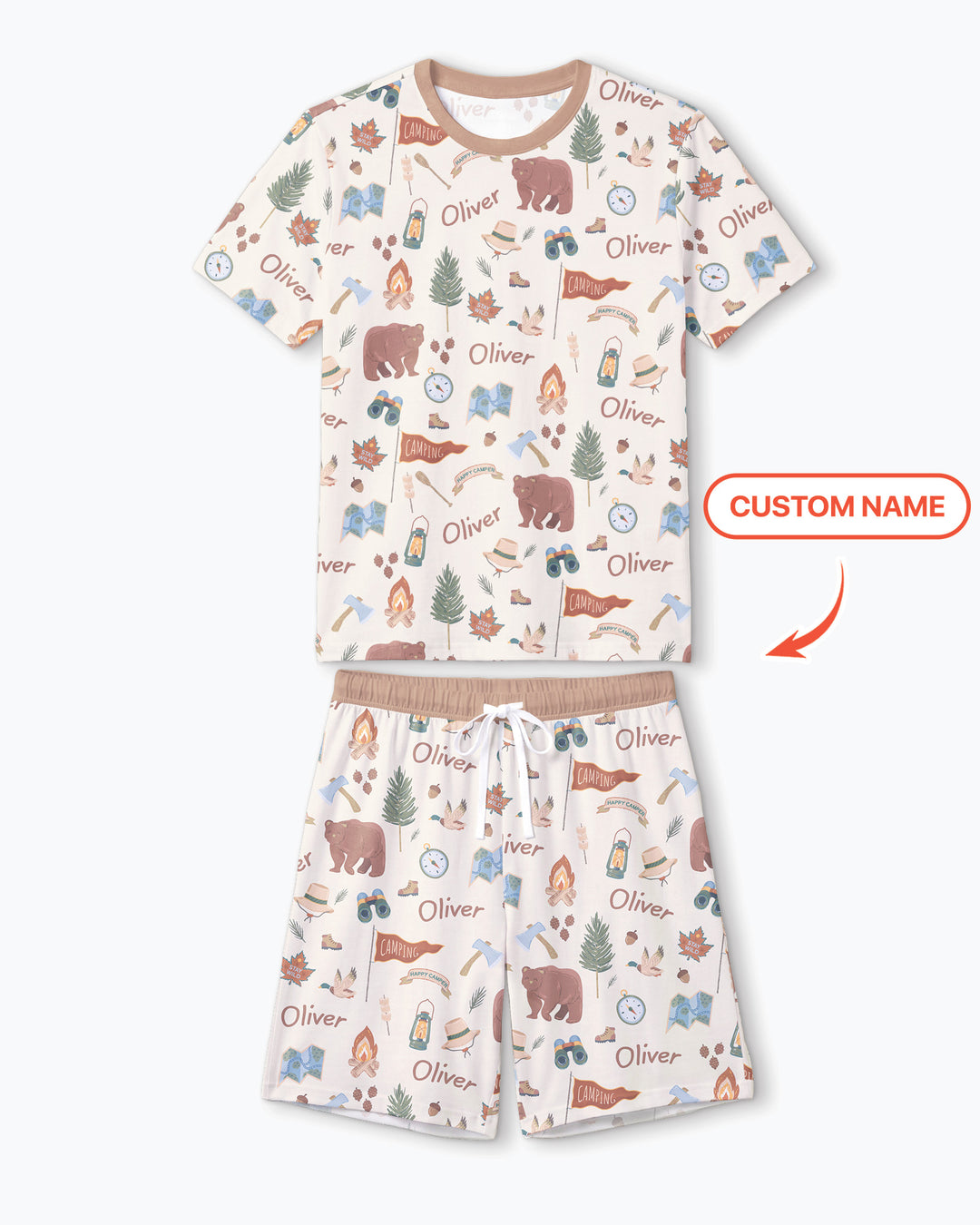 Custom Name Adventure Outdoors Bamboo Men Short Sleeve Short Pajama Set