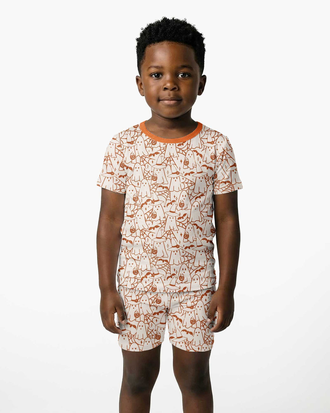 Boo Trick or Treat Ghosts Halloween Bamboo Two Piece Short Sleeve Shorts Pajama Set