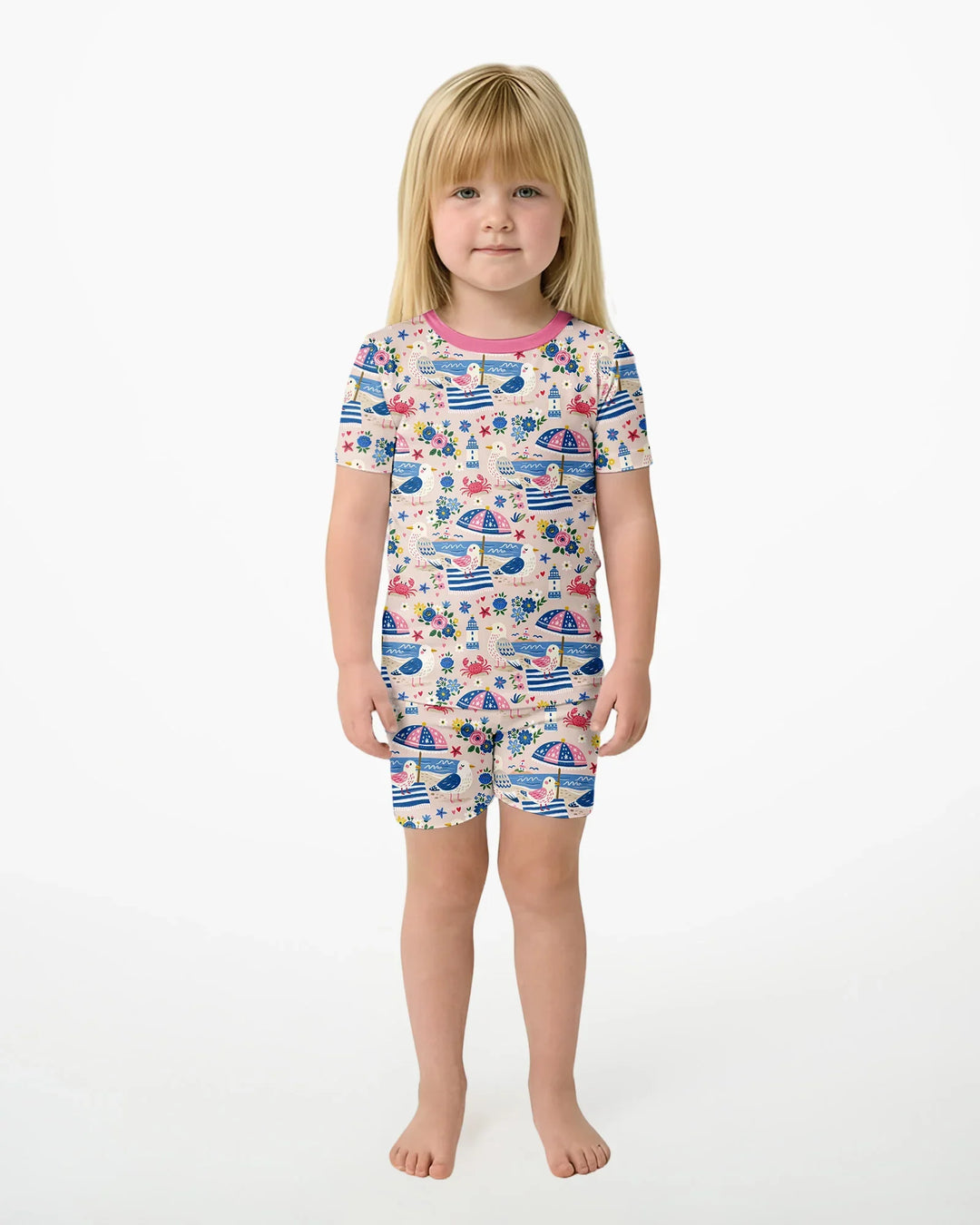 Schlafanzug-Set zweiteilig, kurze Ärmel, kurze Hose, Bambus