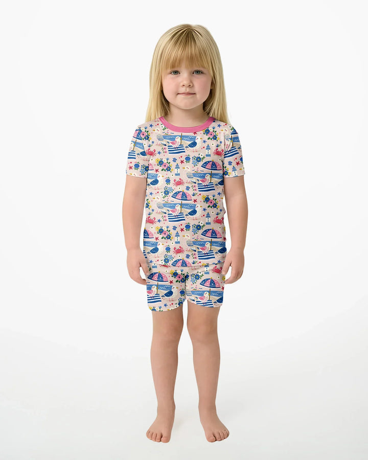Schlafanzug-Set zweiteilig, kurze Ärmel, kurze Hose, Bambus