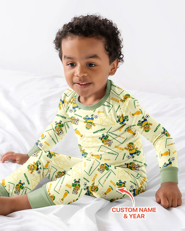 Zweiteiliges Langarm-Pyjama-Set mit Sommerfrüchten