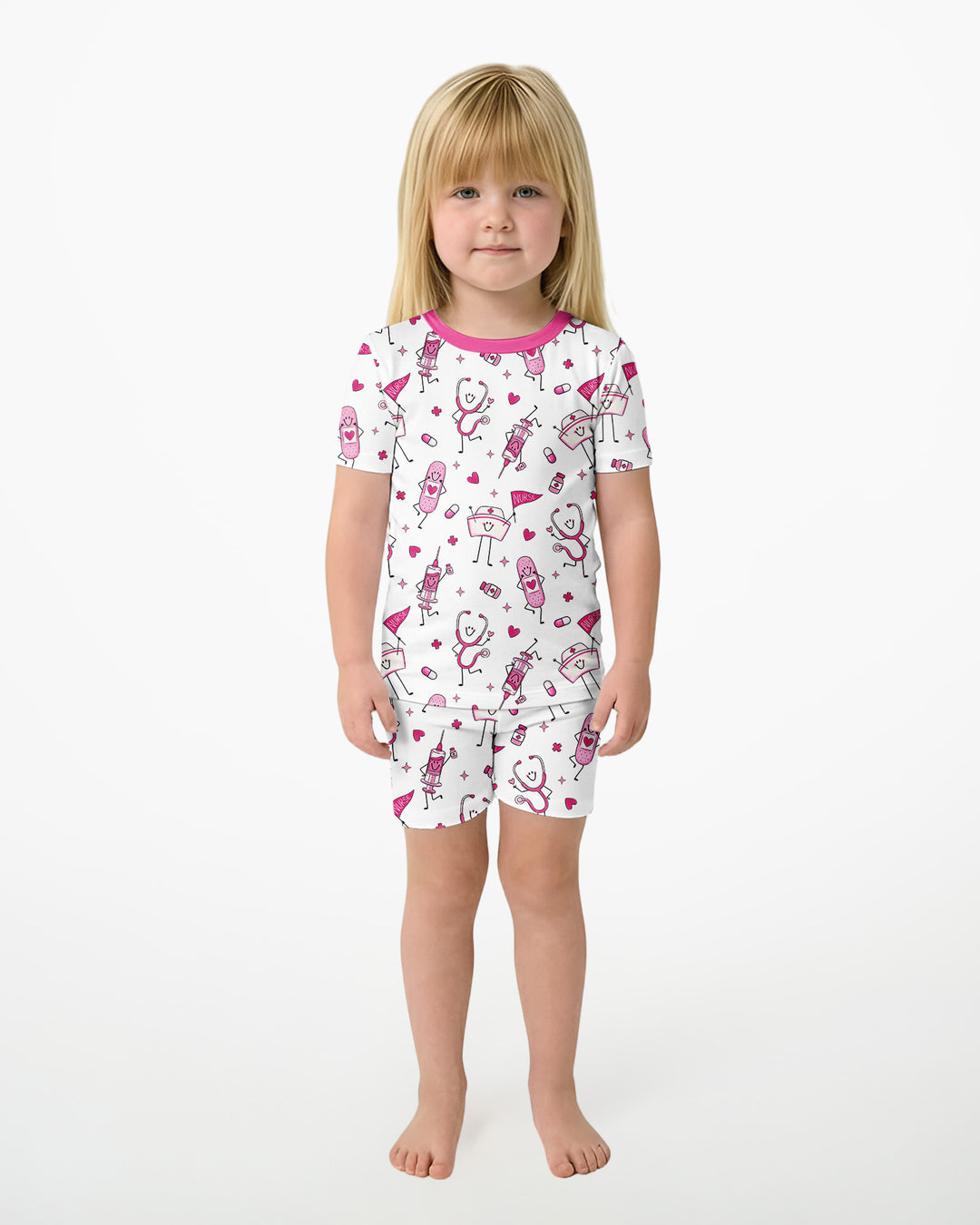 Template Zweiteiliges Pyjama-Set mit kurzen Ärmeln und Shorts