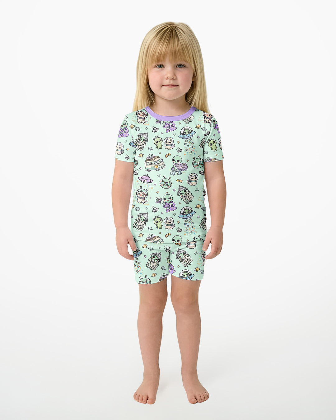 Little Alien Explorer Bamboo Two Piece Short Sleeve Shorts Pajama Set