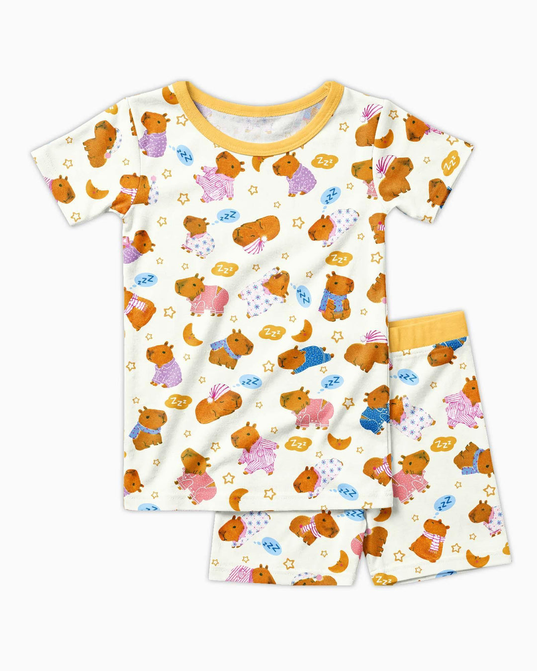Schlafanzug-Set zweiteilig, kurze Ärmel, kurze Hose, Bambus