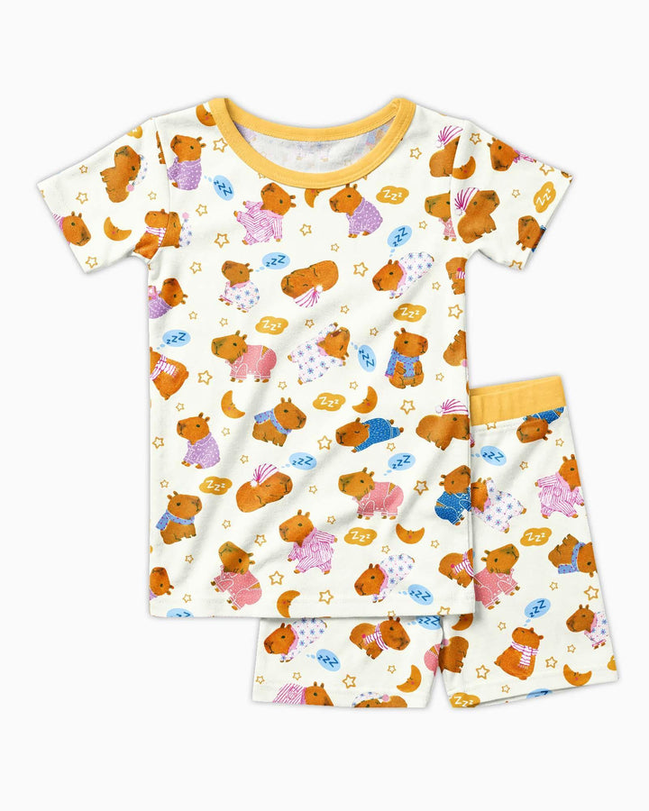 Schlafanzug-Set zweiteilig, kurze Ärmel, kurze Hose, Bambus