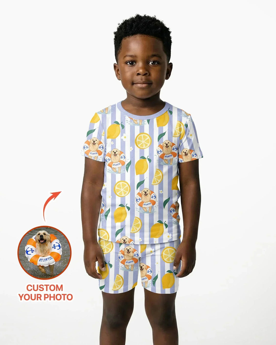 Zweiteiliges Pyjama-Set mit kurzen Ärmeln und Shorts im Sommer-Design