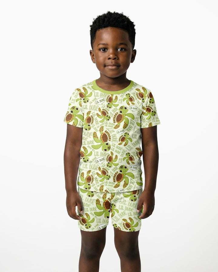 Zweiteiliges Pyjama-Set mit kurzen Ärmeln und Shorts im Sommer-Design