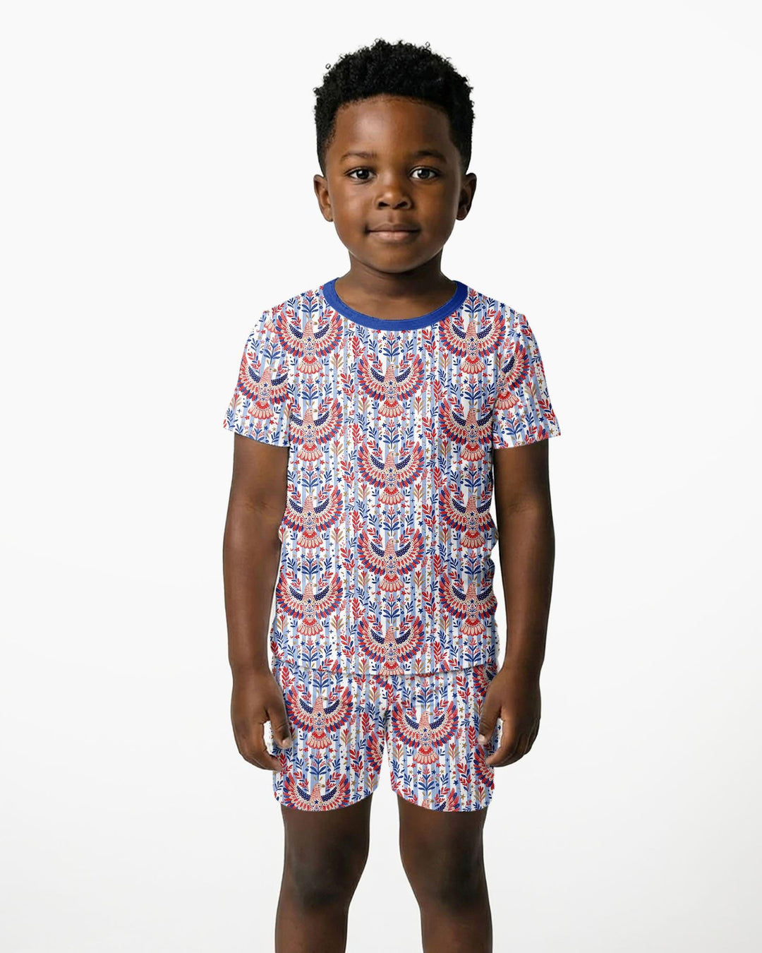 Template Zweiteiliges Pyjama-Set mit kurzen Ärmeln und Shorts