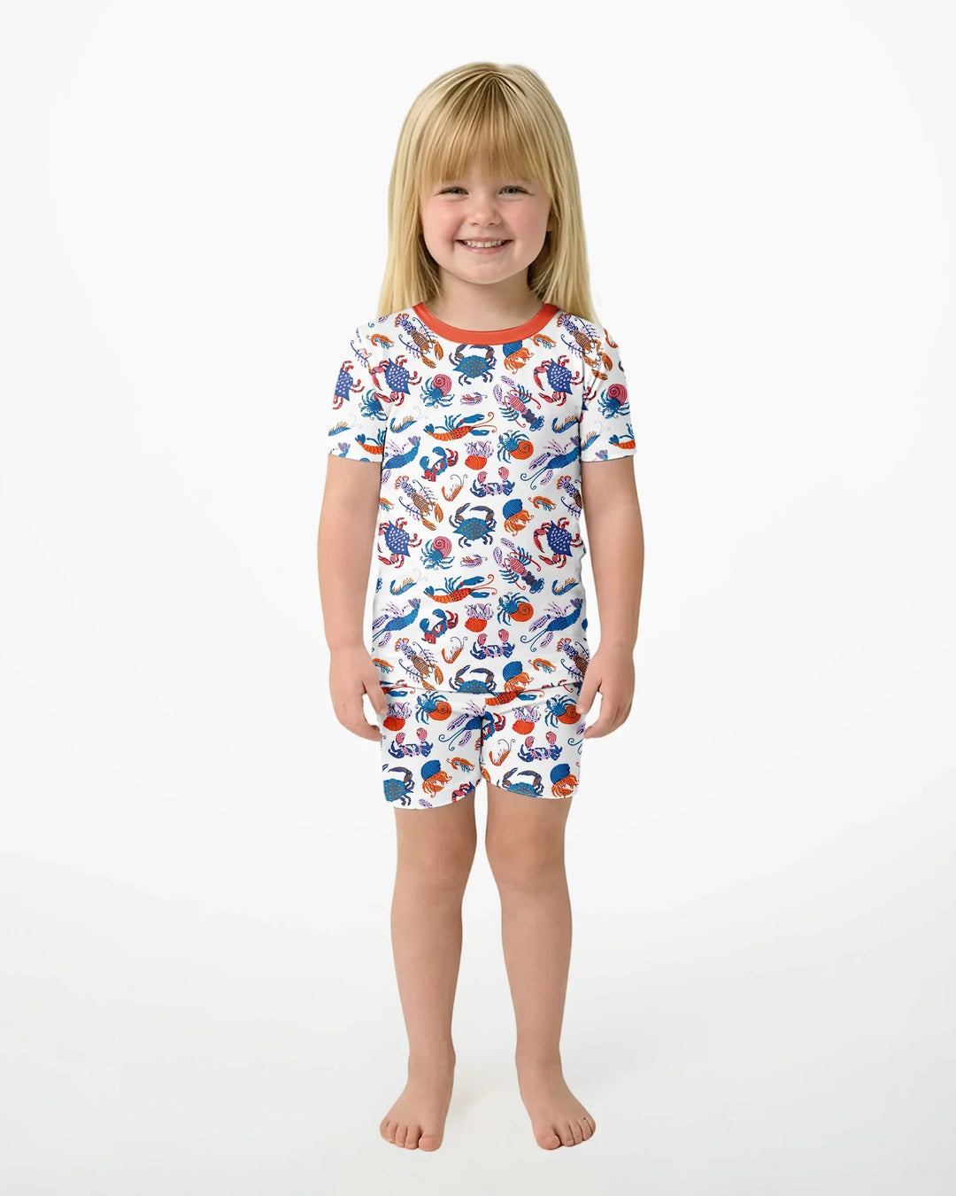 Crustacean Nation Family Matching Bamboo Two Piece Short Sleeve Shorts Pajama Set
