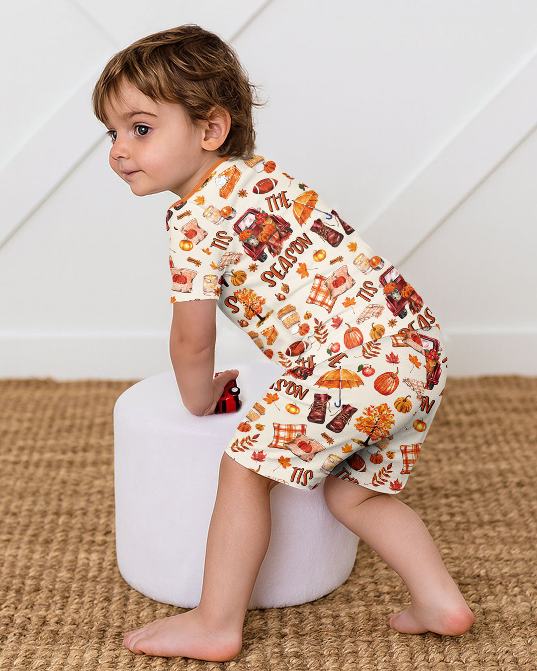 Fall Tis the Season Bamboo Two Piece Short Sleeve Shorts Pajama Set