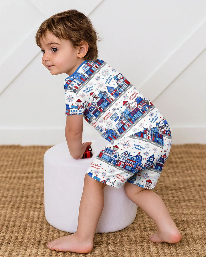 Schlafanzug-Set zweiteilig, kurze Ärmel, kurze Hose, Bambus