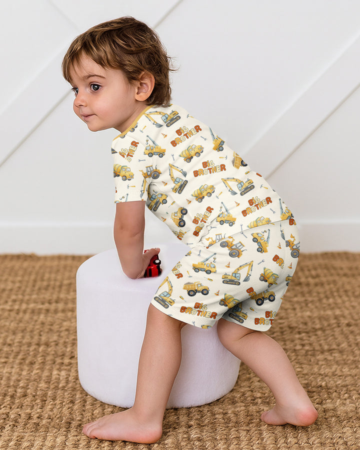 Custom Construction Matching Sibling Bamboo Two Piece Short Sleeve Shorts Pajama Set