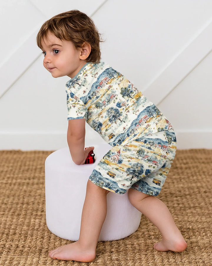 Schlafanzug-Set zweiteilig, kurze Ärmel, kurze Hose, Bambus