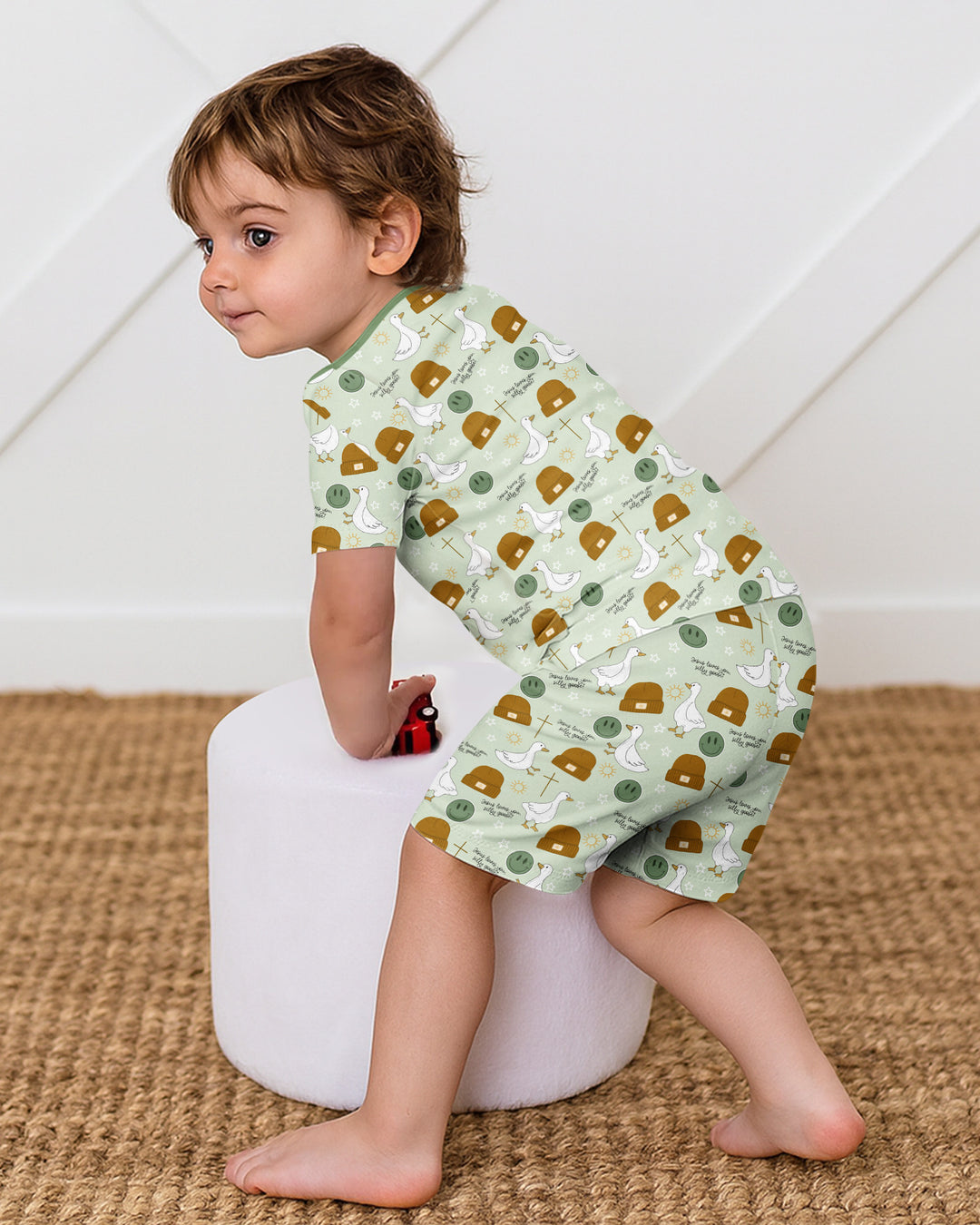 Jesus Loves You Silly Goose Bamboo Two Piece Short Sleeve Shorts Pajama Set