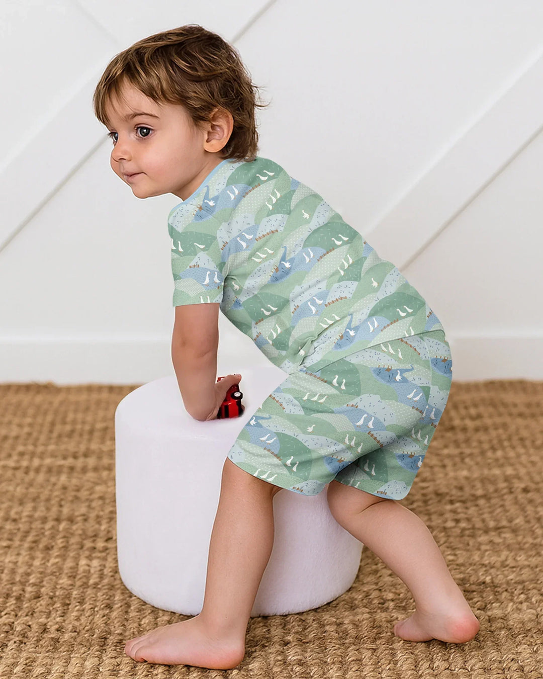 Schlafanzug-Set zweiteilig, kurze Ärmel, kurze Hose, Bambus