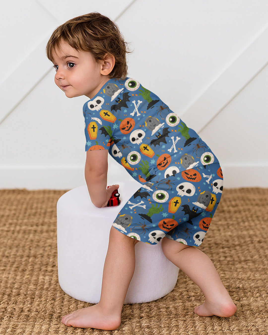 Little Monsters Bambus Zweiteiliger Schlafanzug mit kurzen Ärmeln und Shorts für Halloween