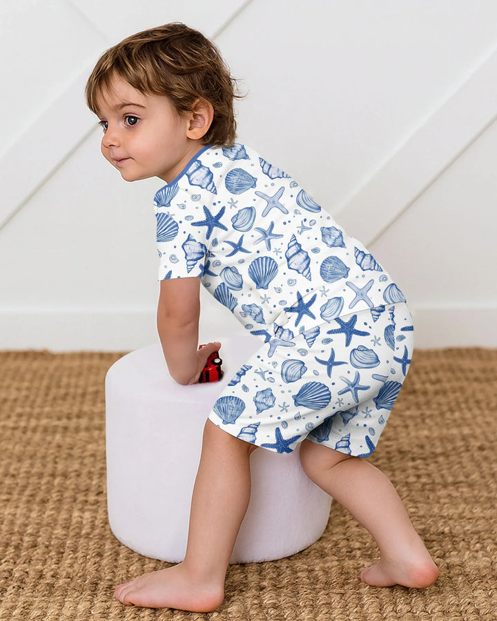 Template Zweiteiliges Pyjama-Set mit kurzen Ärmeln und Shorts
