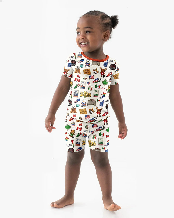 Soccer Cup 2026 Family Matching Bamboo Two Piece Short Sleeve Shorts Pajama Set