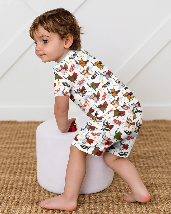 Schlafanzug-Set zweiteilig, kurze Ärmel, kurze Hose, Bambus
