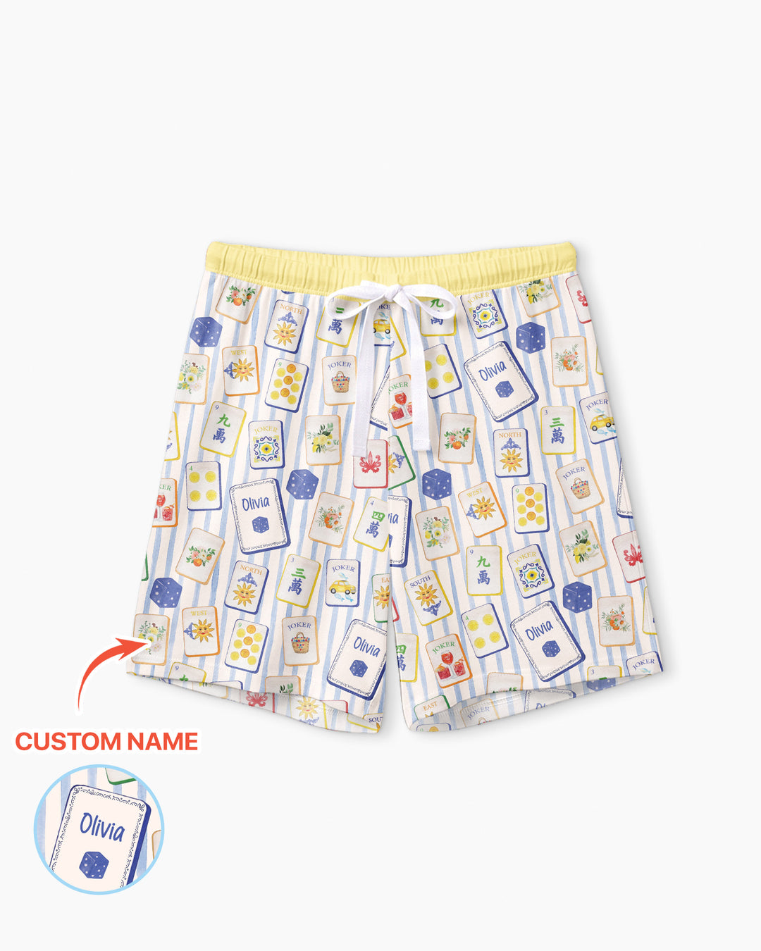 Coastal Mahjong Custom Name Mommy & Me Matching Bamboo Women Short Sleeve Short Pajama Set