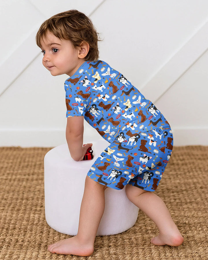Dapper Dogs Pyjama-Set aus Bambus, zweiteilig, kurzärmelig, kurze Hose
