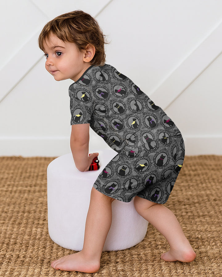 Midnight Cat Parade Bamboo Two Piece Short Sleeve Shorts Pajama Set