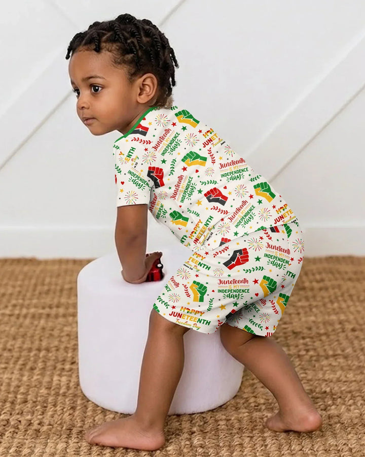 Happy Juneteenth Freedom Day Bamboo Two Piece Short Sleeve Shorts Pajama Set