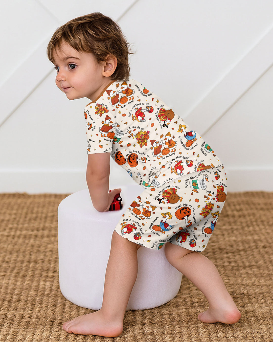 Just A Fall Goose Family Matching Bamboo Two Piece Short Sleeve Shorts Pajama Set