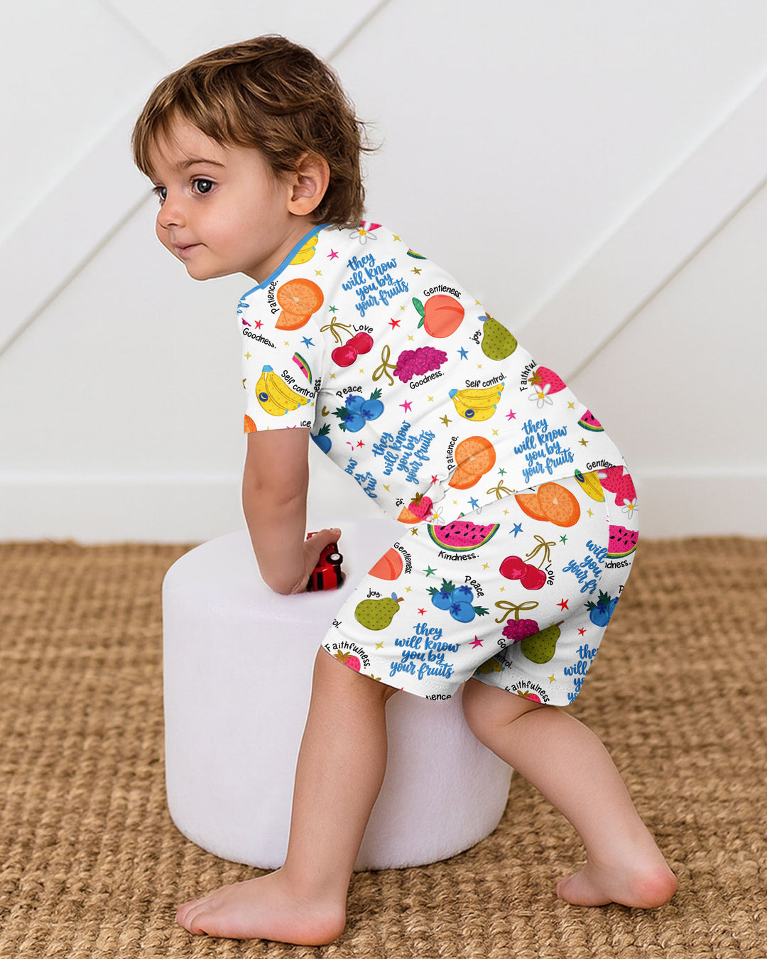 They Will Know You By Your Fruits Bamboo Two Piece Short Sleeve Shorts Pajama Set
