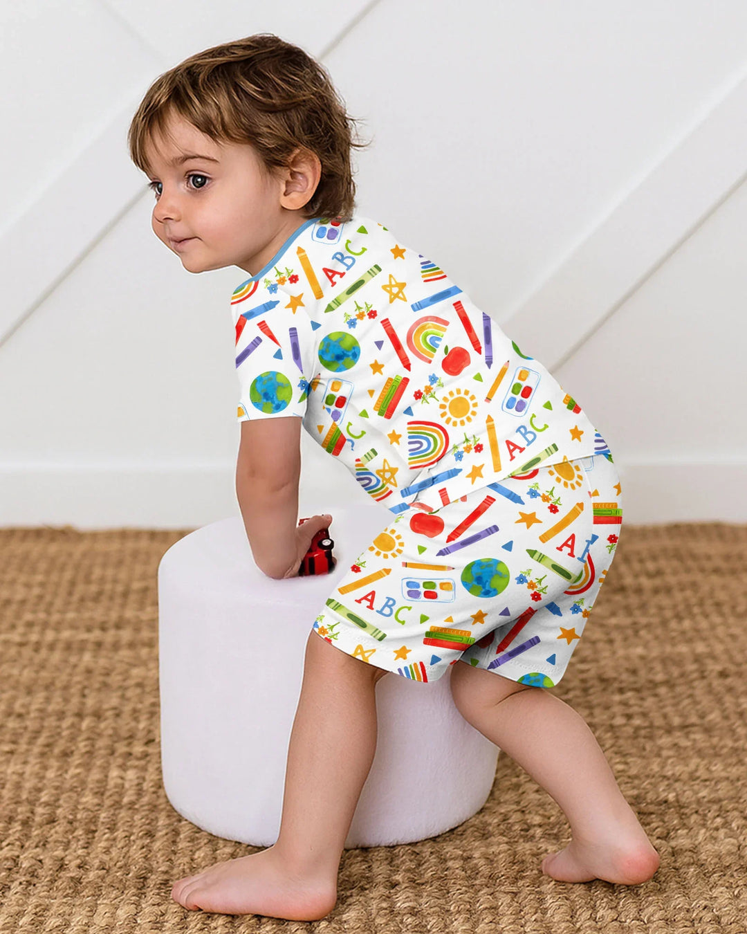 Schlafanzug-Set zweiteilig, kurze Ärmel, kurze Hose, Bambus