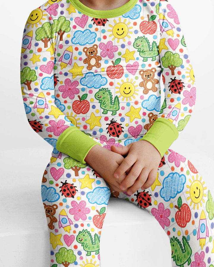 Baby Cute Draw Bamboo Two Piece Long Sleeve Pajama Set