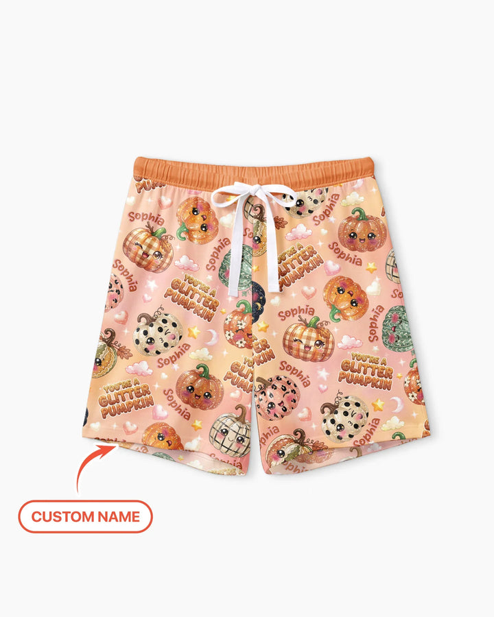Custom Name You're A Glitter Pumpkin Bamboo Women Short Sleeve Short Pajama Set