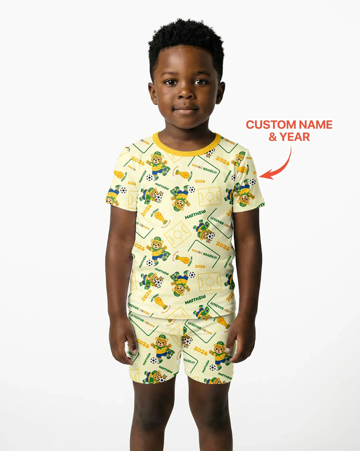 Zweiteiliges Pyjama-Set mit kurzen Ärmeln und Shorts im Sommer-Design