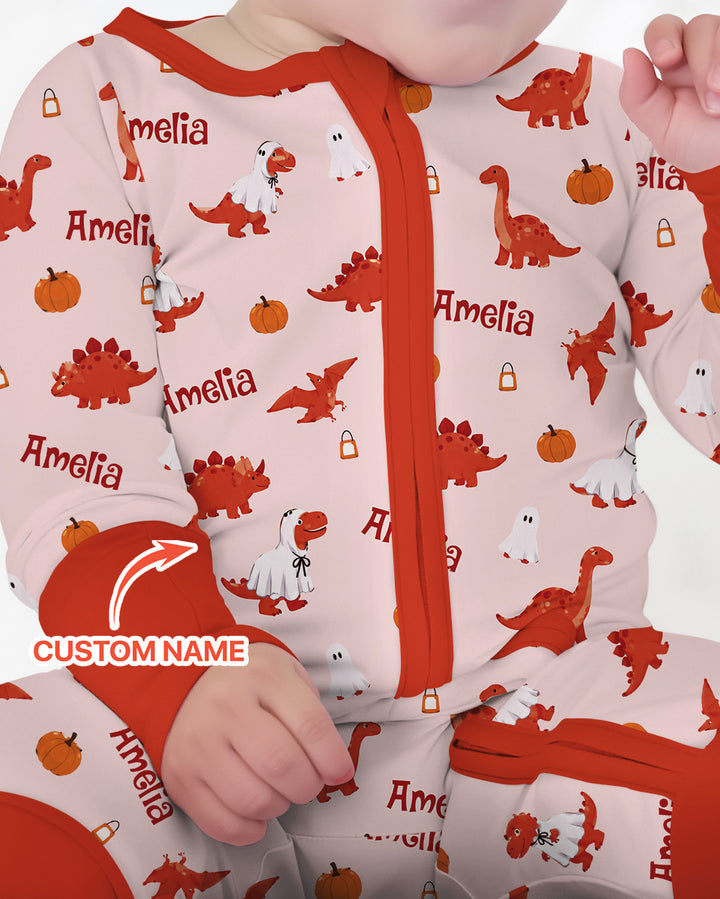 Custom Name Spooky Dinosaur Halloween - Personalized Bamboo Convertible Zippy