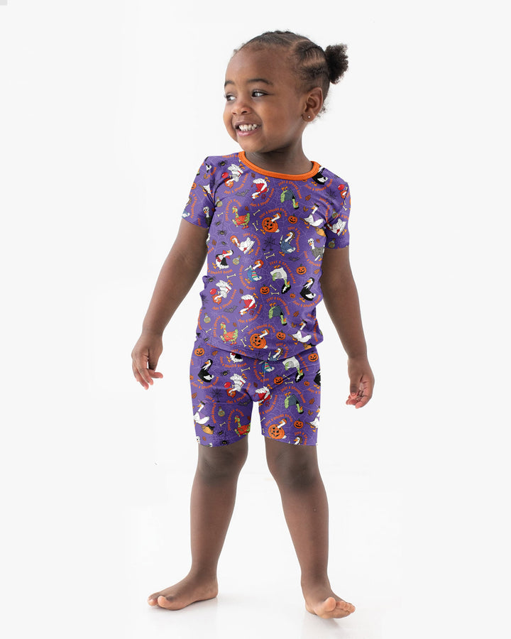 Just A Spooky Goose Family Matching Bamboo Two Piece Short Sleeve Shorts Pajama Set