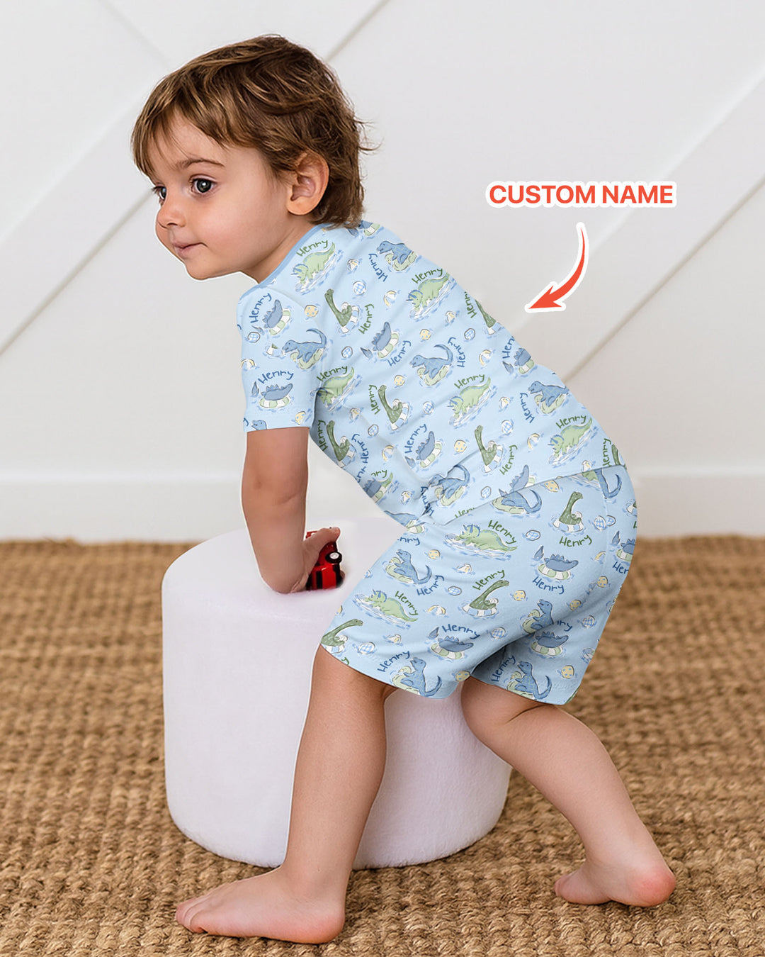 Zweiteiliges Pyjama-Set mit kurzen Ärmeln und Shorts im Sommer-Design