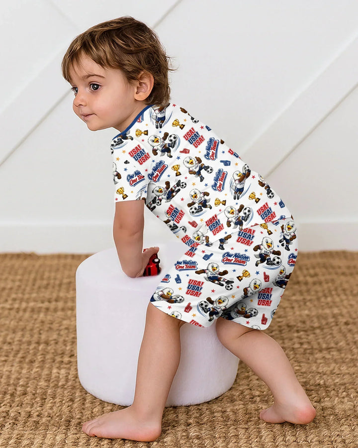 Schlafanzug-Set zweiteilig, kurze Ärmel, kurze Hose, Bambus