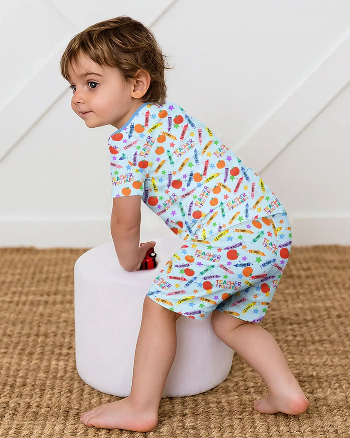 Schlafanzug-Set zweiteilig, kurze Ärmel, kurze Hose, Bambus