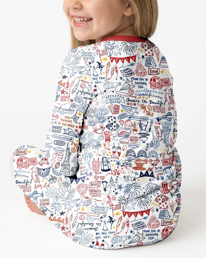 Zweiteiliges Langarm-Pyjama-Set mit Sommerfrüchten